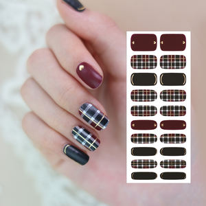 Tiras de uñas de gel #45207 Borgoña Tartan Check Más vendidos pegatinas de uñas fáciles Salón Alta calidad hecho en Corea Artículo de decoración - Product Image 1