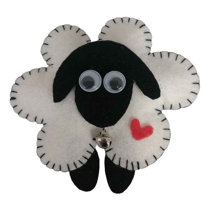 Cat Toy Felt Sheep With Bell 8-9 cm White