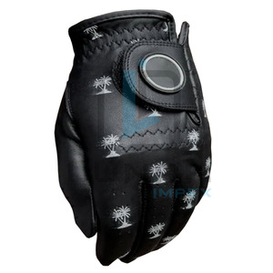 Nouvelle fabrication Cabretta cuir noir sublimé Cabretta gants de golf en cuir avec échantillonnage personnalisé gants de golf en cuir chaud - Product Image 3