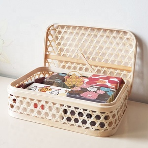 Caja de mooncake de bambú natural 100% hecha a mano, cesta de regalo de ratán de calidad, venta al por mayor - Product Image 3
