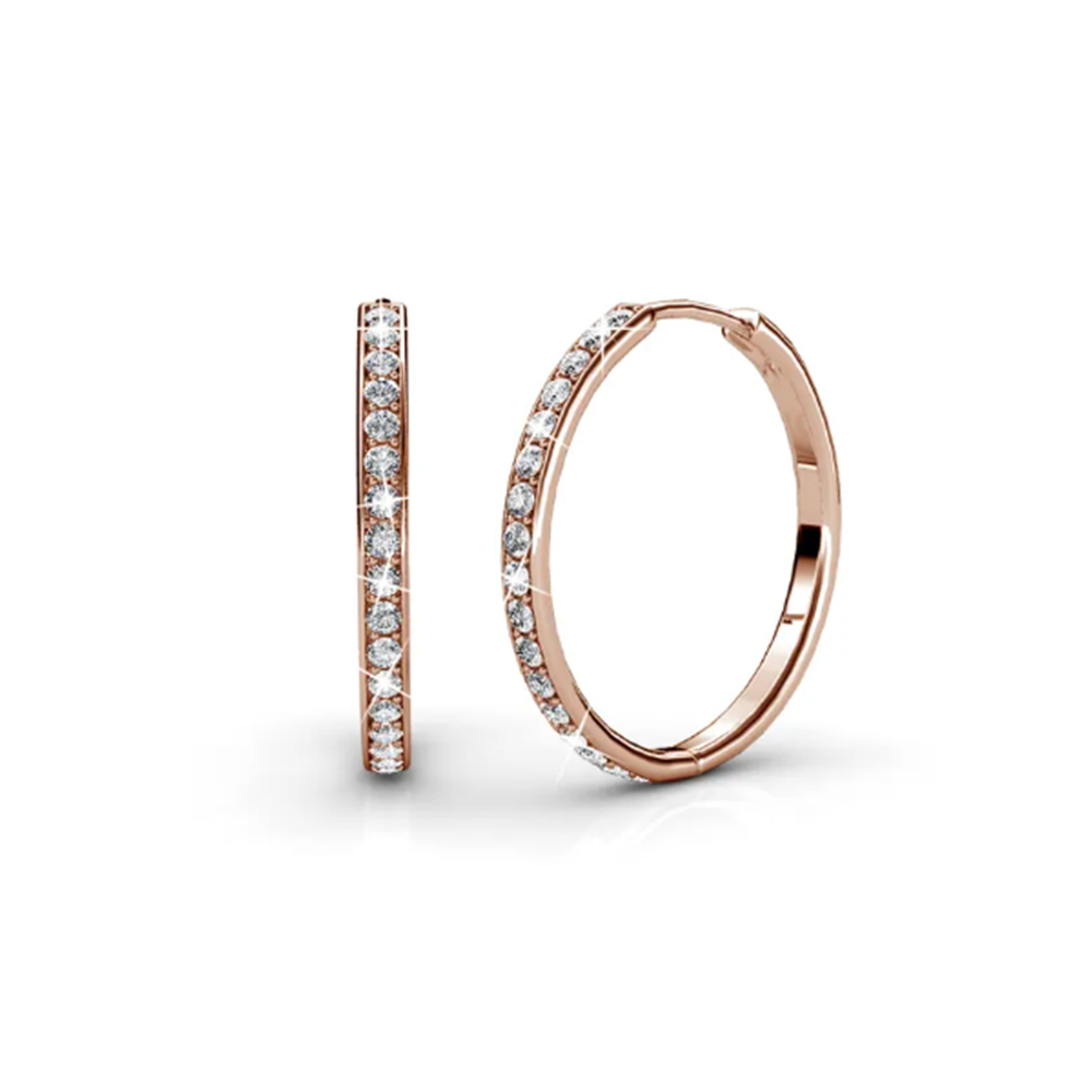 Brass 18k Rose Gold Plated Hoop Earrings For Women