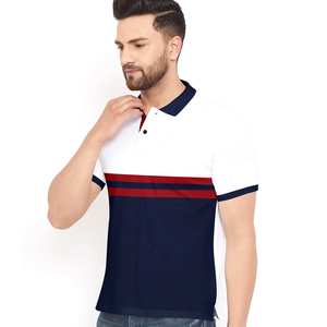 เสื้อโปโลชาย แขนสั้น ผ้าถัก ลายทาง สีกรมท่า แดง ขาว ทรงปกติ สไตล์ลำลอง - Product Image 4