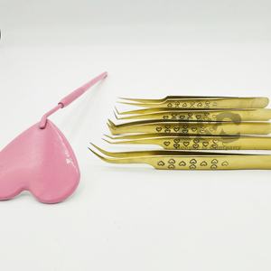 Nouveau coeur d'or pince à épiler haute qualité Extension de cils pince à épiler pointe Extension de cils pince à épiler miroir Logo vison durable - Product Image 2