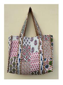 Sac fourre-tout matelassé à la main de meilleure qualité Sac fourre-tout magnifique Sac à provisions fait à la main en coton Kantha Sac de plage - Product Image 6