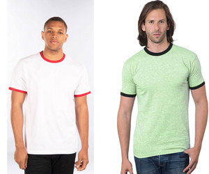 เสื้อยืดแฟชั่นฟิต ริงเกอร์ ที อัลตร้าซอฟท์ ระบายอากาศได้ดี ผ้าฝ้าย 100% คอกลม สไตล์วินเทจ สำหรับผู้ชาย เหมาะสำหรับงานสกรีนลายแบบกำหนดเอง - Product Image 1