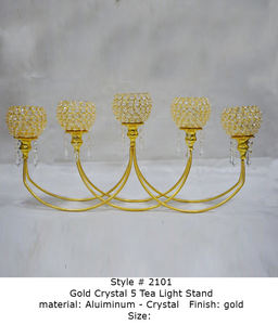 Soporte de luz de té de cristal dorado hecho a mano 5 soporte votivo de cristal Mostrador de escritorio de oficina decoración de boda soporte de vela de Metal en venta - Product Image 2