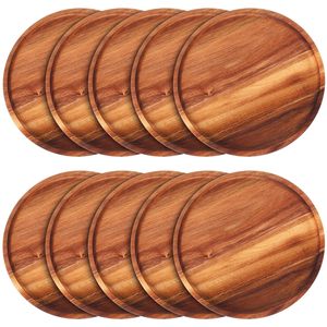 Assiettes en bois rondes en acacia de haute qualité assiettes de chargeur en bois de 12 pouces faciles à nettoyer assiettes de service pour collation Dessert - Product Image 1