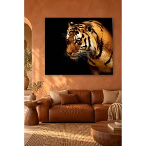 Portrait de tigre orange Fida sur fond noir, impression sur toile - Product Image 2