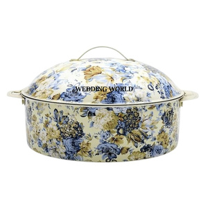 Pot en métal de conception d'autocollant de fleur pour garder la nourriture chaude Casserole de luxe de taille personnalisée Chauffe-plats en métal de luxe élégant classique - Product Image 1