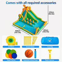 Structure gonflable aquatique pour enfants en tissu Oxford épaissi, avec double toboggan, mur d'escalade et piscine à jets, pour fêtes de jardin, OEM