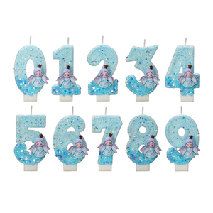 Brillo Ángel número vela parafina hecha a mano fábrica al por mayor para niños pastel de cumpleaños decoración fiesta suministro - Product Image 4