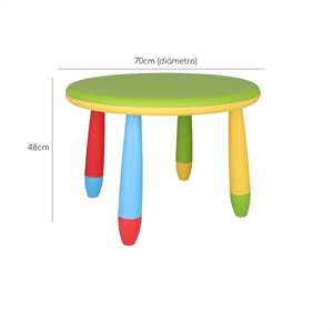 Juego de Mesa y Sillas Redondas Verdes para Niños, Plástico Resistente y Duradero, Medidas 70x48cm y 38x35x67 cm Respectivamente - Product Image 4