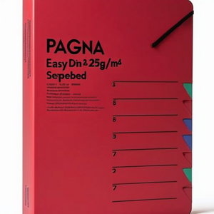 PAGNA Easy Din <b>A4</b> 225g/m Pressed Chipboard File <b>Folder</b> Red Color with Multicolored 7 Compartments - Product Image 2