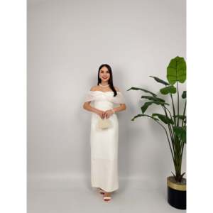 Vestido de Chifón sin Tirantes 2091 con Cintura Natural y Elegante Adorno de Satén en Forma de Globo - Product Image 2