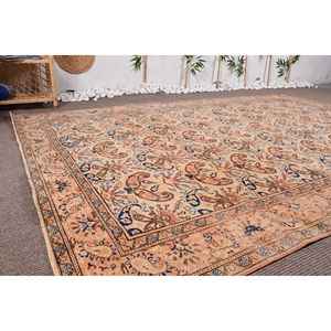 Tapis vintage 6,6x9,4 pieds, grand tapis turc, tapis abstrait beige - Product Image 3