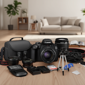 Digital DSLR Camera with 18-55mm Lens 3 Lens Kit 128GB <b>Memory</b> Wide Angle Telephoto-Premium Camera Accessory - Product Image 3