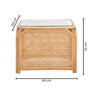Custom Modern <b>Console</b> <b>Table</b> with <b>Glass</b> Coaster and Woven Rattan Frame for Home Decoration in Living Room or Dining Area - Product Image 2