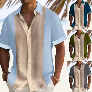 Nouveau hommes été chemises hommes manches t-shirt boutonné hauts vacances décontracté court surdimensionné personnalisé imprimé en vrac vêtements MS-TS-075 - Product Image 3