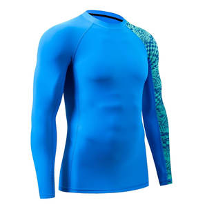 Workout Wear Solid Color <b>Men</b> Rash Guard With Long Sleeve Design Your Own Custom <b>Compression</b> <b>Men's</b> Rash Guards - Product Image 3