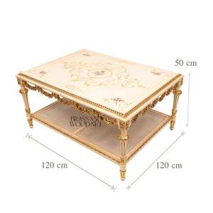 Juego de Mesa de Centro de Madera Pintada a Mano Clásica de Lujo con Estante Inferior - Product Image 6