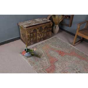 Turkish Rug, Area 4.2x7.7 ft Vintage Rug, <b>Red</b> Polka dot <b>Wool</b> Rug - Product Image 5