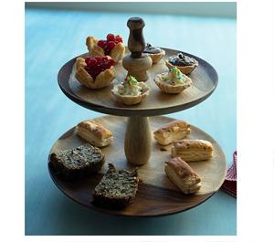 Natural Wood Color & Brown 2 Tier Wooden Round <b>Cake</b> Stand Flower Romantic Handmade Customized Items - Product Image 4