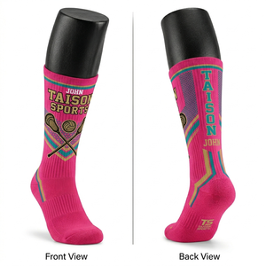 Premium 320 GSM Polyester Spandex Men Lacrosse <b>Socks</b> Breathable Teal Ribbed Panels Cushioned Support Custom Sublimation Logo - Product Image 3