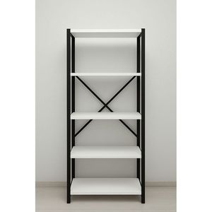 WANDOO, estantería de madera de 5 estantes, cuerpo de Metal, estante de archivos decorativo, sistema de estantería blanco para oficina y hogar - Product Image 1