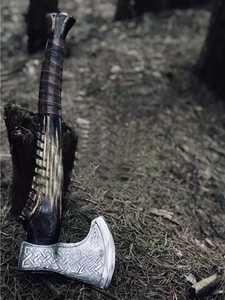 Precio de fábrica Uso multiusos Mango de madera de diferentes colores Ejes de acero damasco Diseño más popular de alta calidad Ejes Damasco - Product Image 3