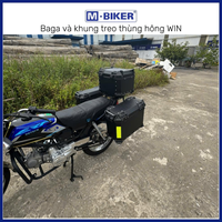 Boîtes arrière de moto en acier inoxydable authentiques MBiker Ph Kin WIN avec supports latéraux, garantie 1 an, fabriquées au Vietnam