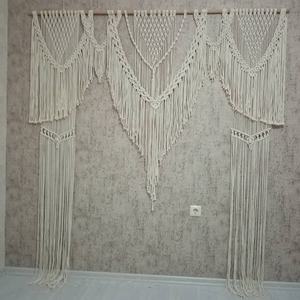 Handcrafted Bohemian Cotton Curtain Living Room <b>Wall</b> Hanging Wedding Backdrop with Rattan <b>Frame</b> Vertical Pattern for Home Decor - Product Image 1