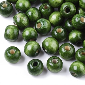 ลูกปัดสีเขียวลูกปัดไม้รีไซเคิลเครื่องประดับลูกปัดไม้สีและรูปร่างแบบกำหนดเองผลิตภัณฑ์อินเดีย - Product Image 1