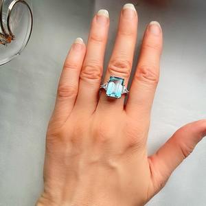 Plata de Ley 925 hecha a mano estilo bohemio Topacio Azul anillo de piedras preciosas joyería 925 sello mejor diseñador regalo de boda anillo de la mejor calidad - Product Image 1