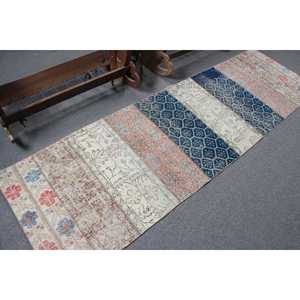 2.6x8.6 ft <b>Runner</b> Turkish Rug, Vintage Rug, Blue <b>Red</b> Southwestern Wool Rug - Product Image 2