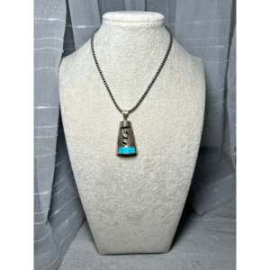 Navajo <b>Crafted</b> Kingman Turquoise & Sterling Silver Pendant Fine Jewelry Charms - Product Image 5