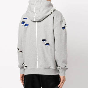 "Sudaderas con capucha para hombre Urban Style Distressed Grey Hoodie con Drip Print" - Product Image 5