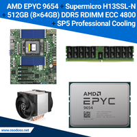 Ensemble AMD EPYC 9654 + Supermicro H13SSL-N 256GB/512GB DDR5 RDIMM ECC