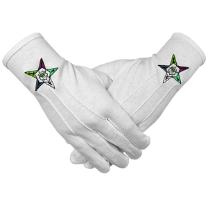 Guantes blancos con bordado masónico personalizado Guante de masón de algodón Guantes masónicos blancos con logotipo de Arco Real de alta calidad - Product Image 1
