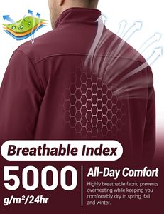 Premium Quality <b>Men's</b> Outdoor Softshell <b>Jacket</b> Breathable Waterproof Warm and Wear Resistant <b>Long</b> Blouson with Zipper Closure - Product Image 6