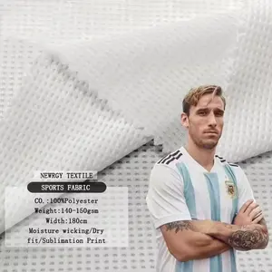 Tessuto Jersey di calcio a sublimazione bianco 100% poliestere per abbigliamento da calcio uniformi sportive Set maglia da calcio in cina