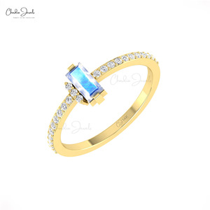 ซัพพลายเออร์ที่ผ่านการตรวจสอบแล้วแหวนทองคำแท้14K พร้อม0.3แท้ CT รุ้งมูนสโตนและเพชรแสนสวยขายส่ง - Product Image 6