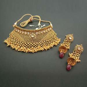 Ensemble de collier en cuivre de création réelle tour de cou en pierre marron AD FBB0026A ensembles de bijoux fins - Product Image 1