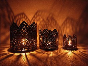 Tealight Metal <b>Candle</b> Stand Holder Metal Round Shaped Jaali Votive(3 Piece <b>Set</b>) - Product Image 2