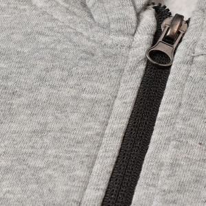 Pull à capuche à fermeture éclair 500gsm en coton épais pour hommes, pull gris surdimensionné avec ficelle régulière, essentiels pour l'hiver - Product Image 4