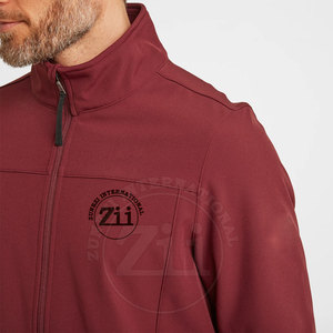 Veste Softshell d'hiver pour homme - Col montant et logo frontal, imperméable, coupe-vent, respirante, couleur unie, style streetwear - Product Image 4