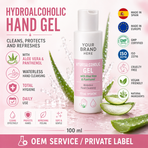Gel Desinfectante de Manos Hidroalcohólico con Aloe Vera de Marca Privada 100ml OEM |   Desinfectante de Manos Instantáneo Sin Enjuague |   España UE - Product Image 1
