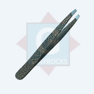 Pince à sourcils de marque privée pointe inclinée pince à épiler en acier inoxydable outil de beauté - Product Image 1