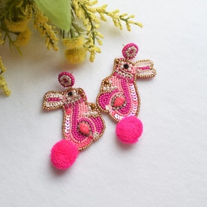 Hot Selling Premium Handmade Bead Easter Earrings Mixed Media Rabbit <b>Sequin</b> Flower Statement Jewelry Artisanal Spring Festive - Product Image 3