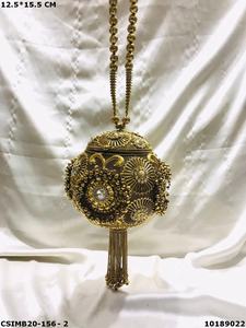 Bolso de mano de metal de diseño hecho a mano para mujer con hermoso patrón de piedra elegante monedero de noche para fiestas - Product Image 2