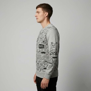 Sudadera de Cuello Redondo para Hombre, Estilo Urbano, con Estampado Gráfico de Dibujos Animados Retro, Graffiti, 100% Algodón Felpa - Product Image 3